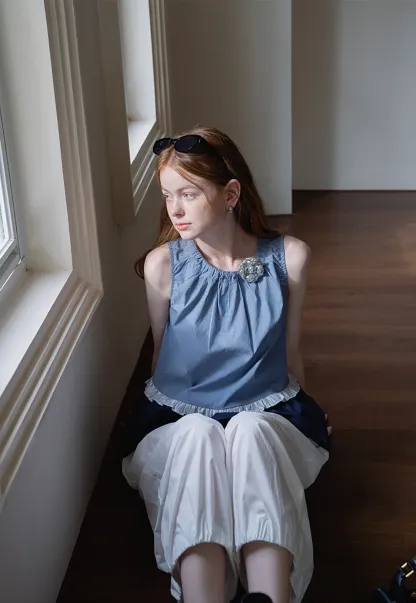 Women’s Layered Ruffle-Hem Sleeveless Vest