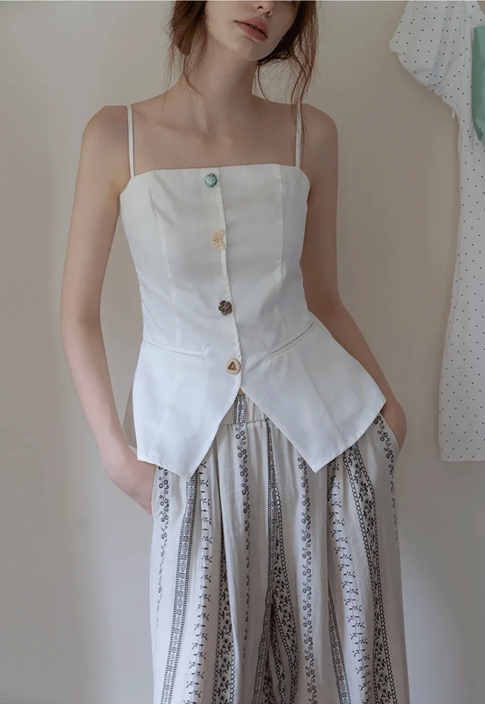 Chic Camisole Vest with Mixed Buttons