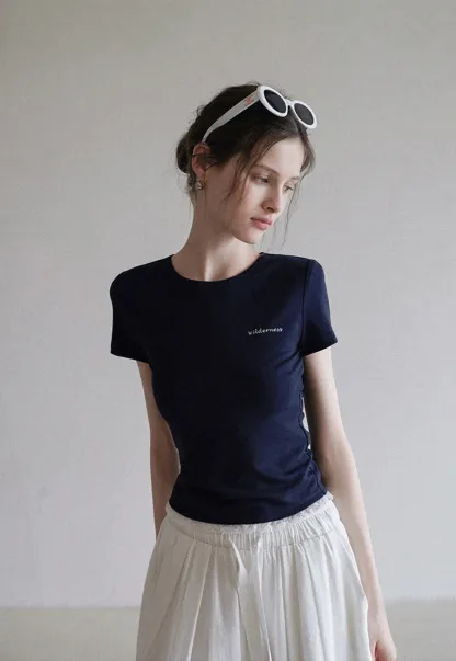 Lace Trim Embroidered T-Shirt