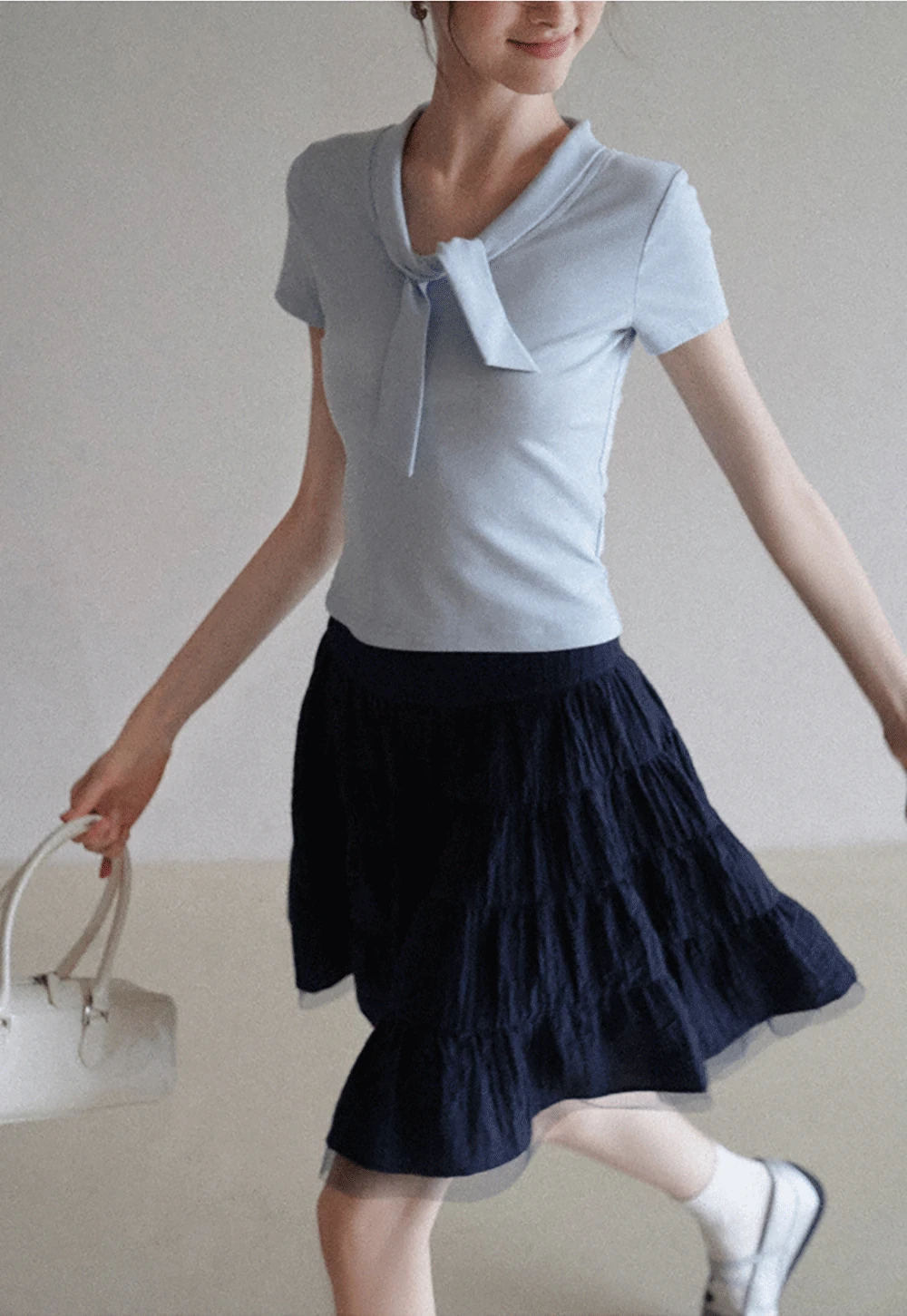 Women’s Short Sleeve Tie Neck T-Shirt
