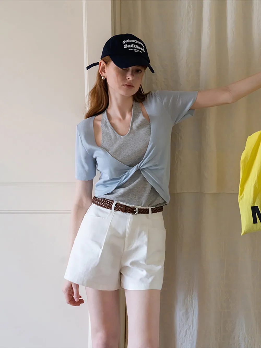 High Waist Shorts with Woven Belt
