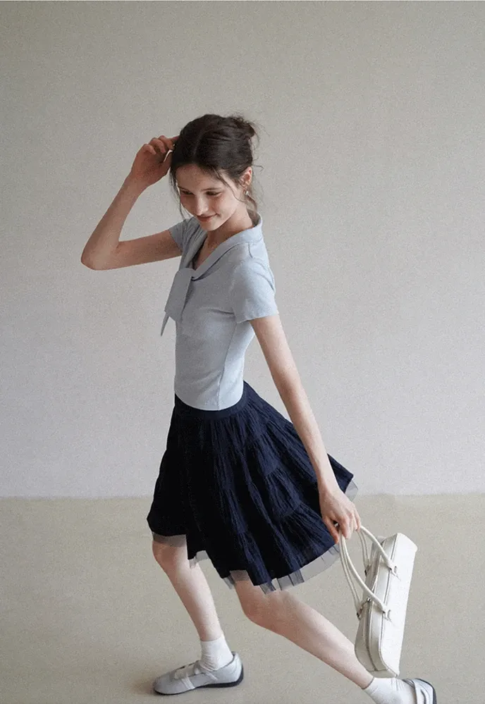 Women’s Tiered Crinkle Mini Skirt