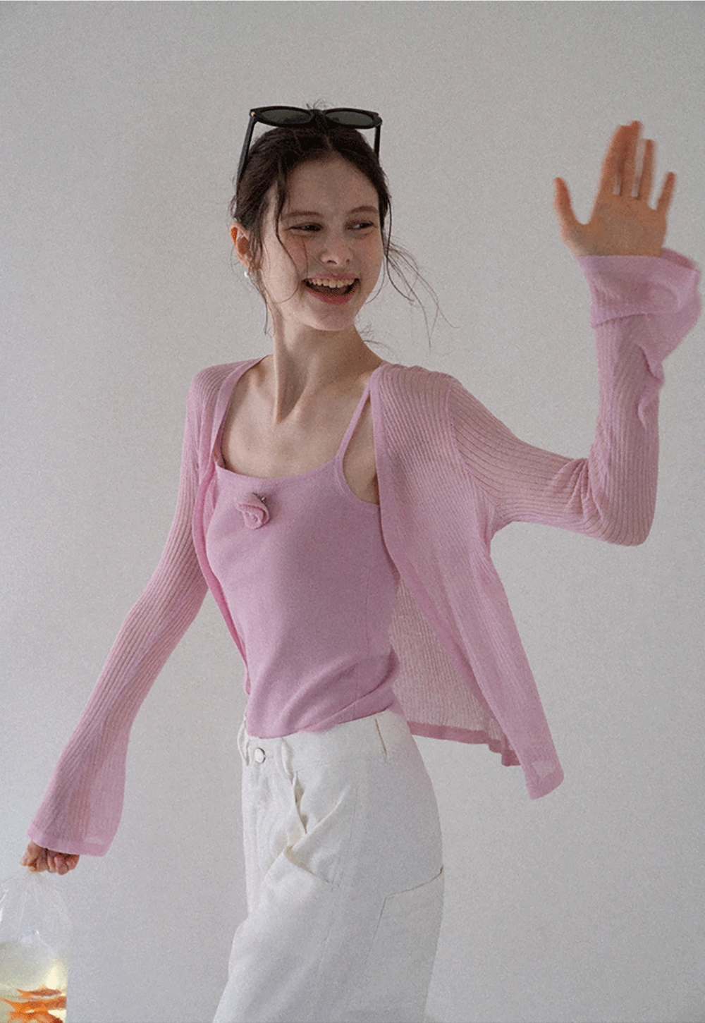 Women's Knit Cami and Sheer Cardigan Set