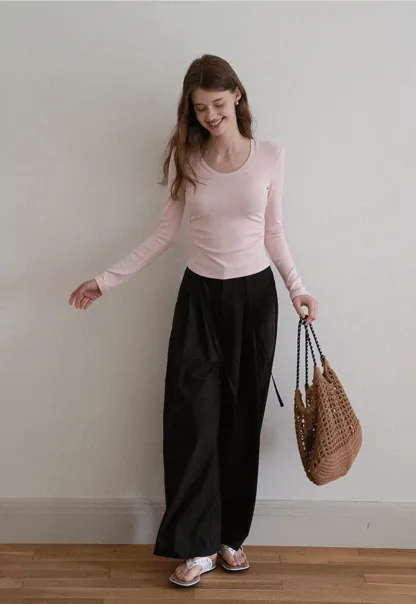 Pleated Wide-Leg Trousers