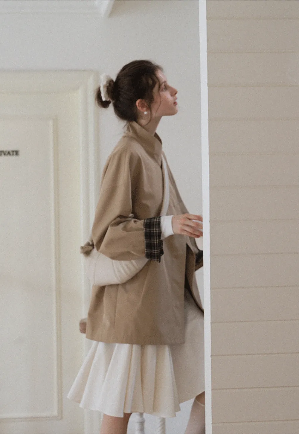 Women's Stand Collar Short Trench Coat