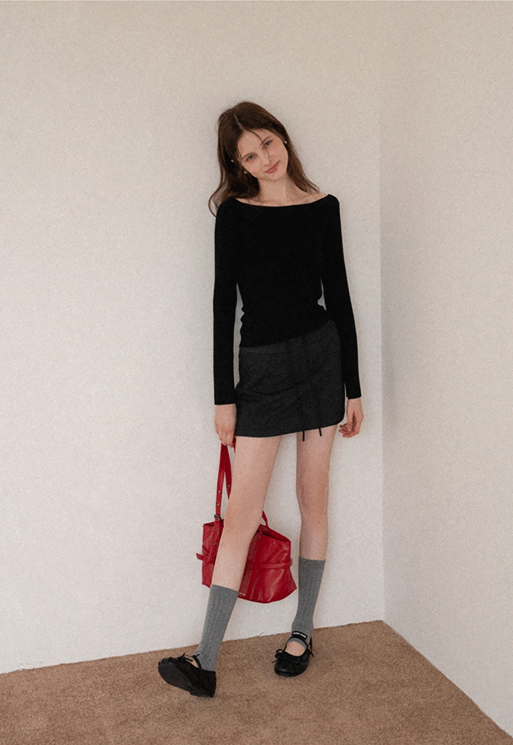 Women's Off-Shoulder Ribbed Knit Top