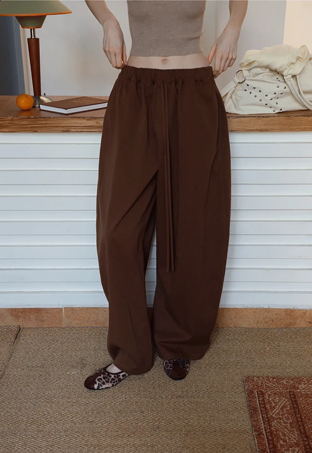 Women's Drawstring Wide-Leg Pants