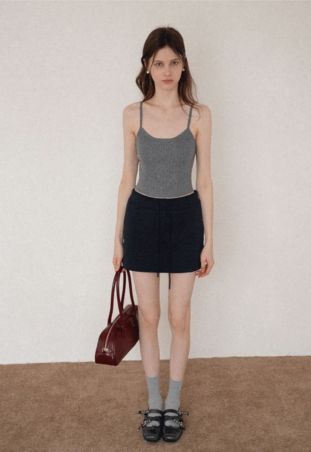 Ribbed Button Front Cardigan and Camisole Set