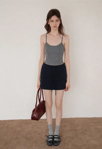 Ribbed Button Front Cardigan and Camisole Set