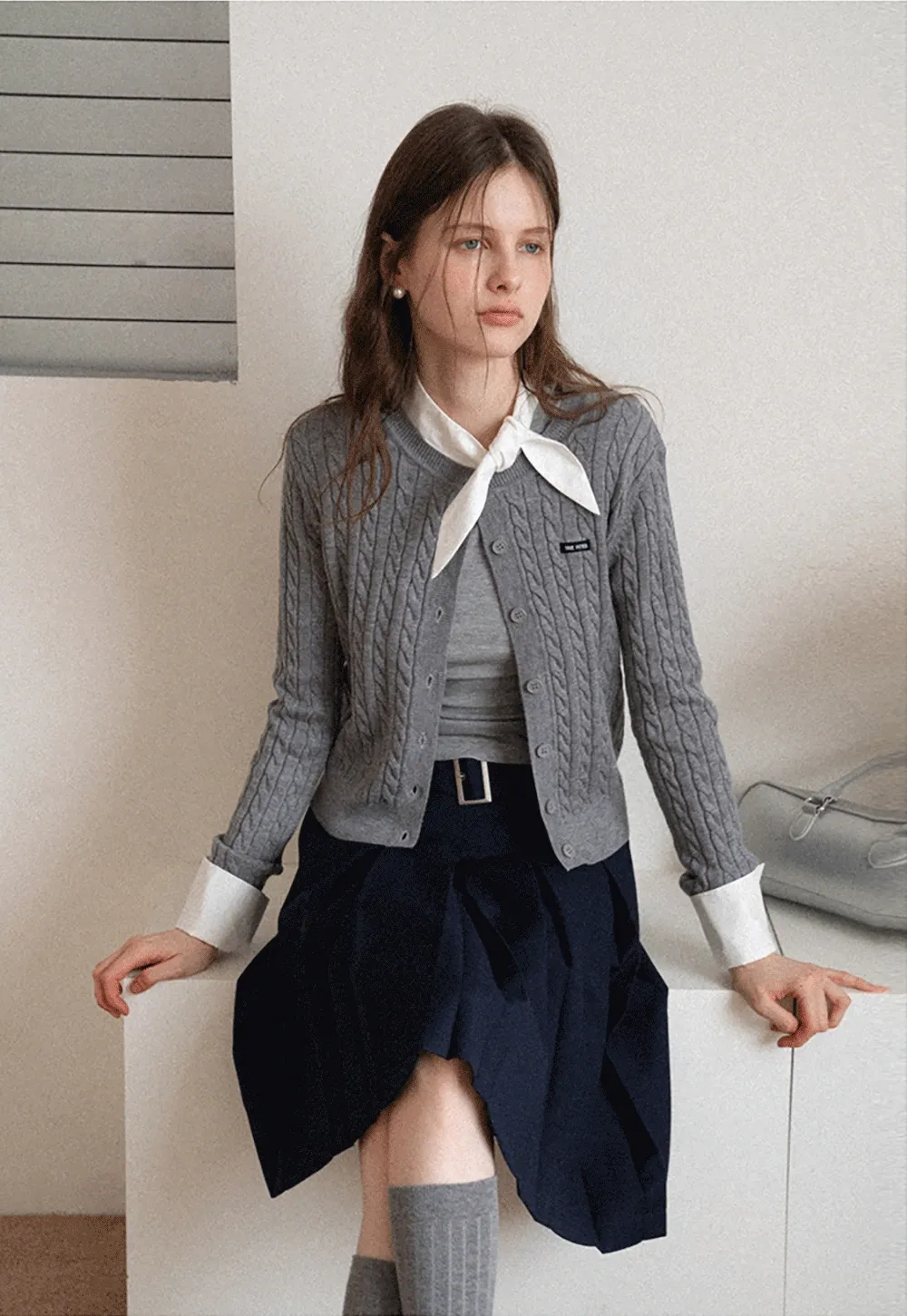 Women's Colorblock Scarf Neck Long Sleeve Top