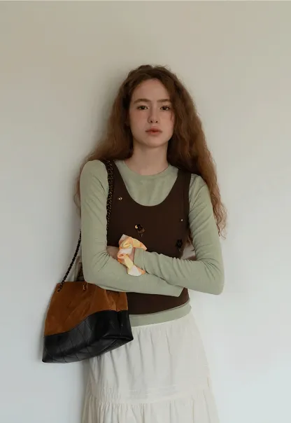 Womens Embellished Knit Vest Sleeveless Top