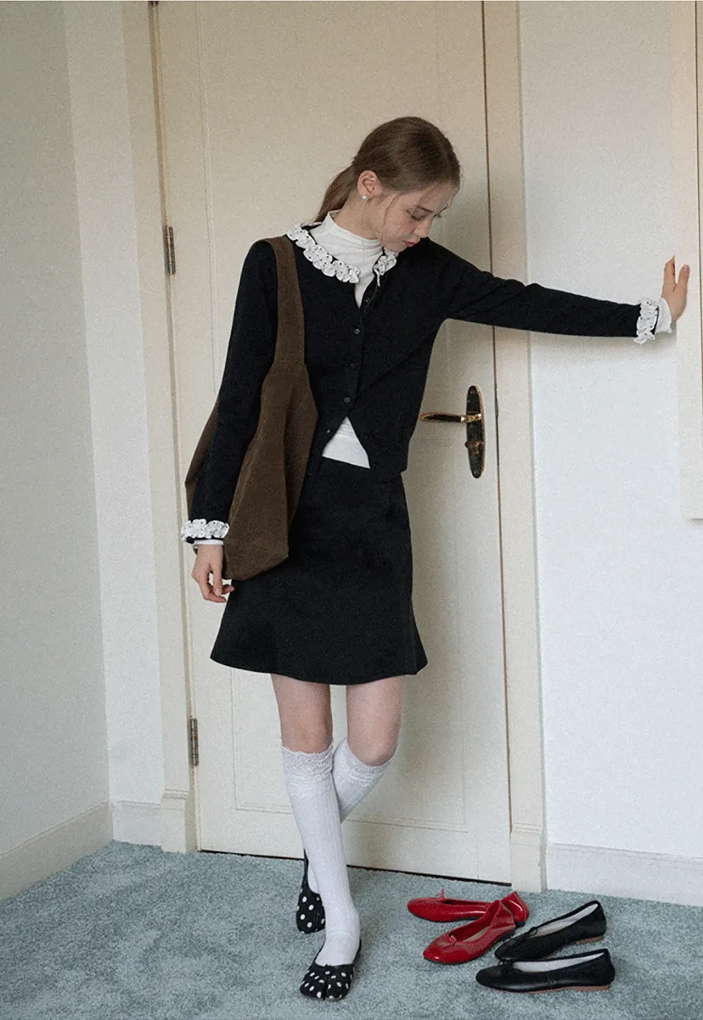 Womens Black High Waist A-Line Mini Skirt