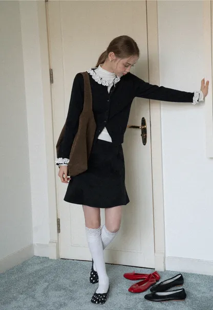 Womens Black High Waist A-Line Mini Skirt