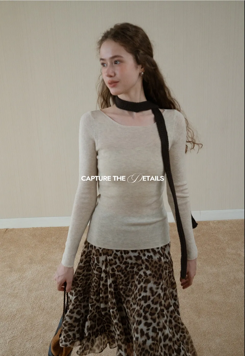 Womens Long Sleeve Knit Shirt with Tie Detail