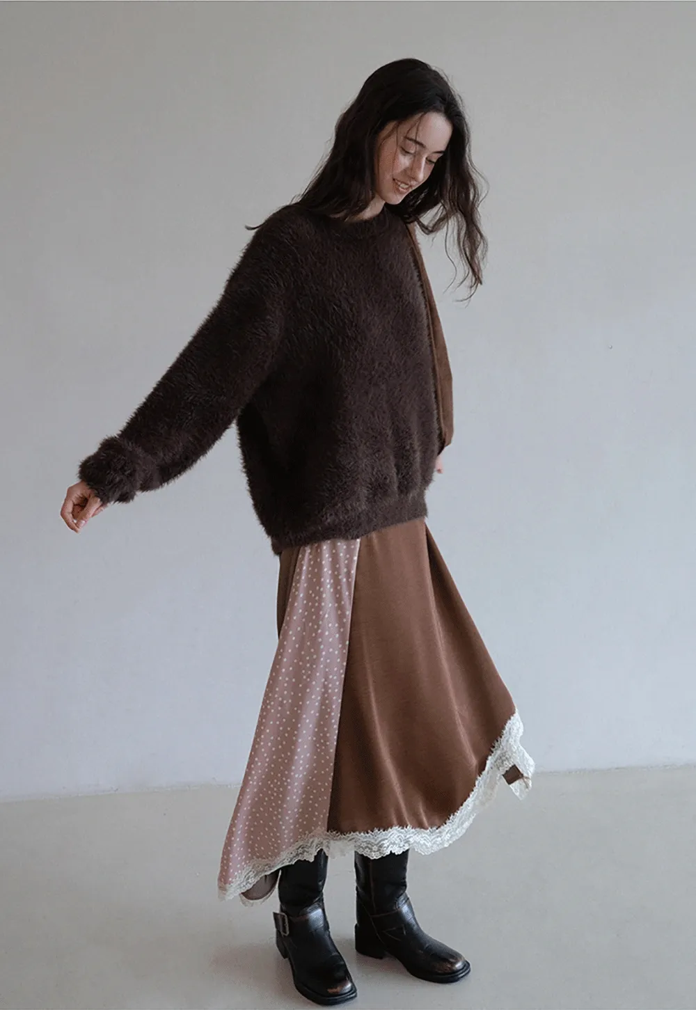 Womens Fluffy Long Sleeve Sweater