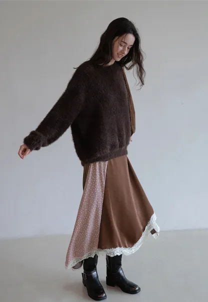 Womens Fluffy Long Sleeve Sweater