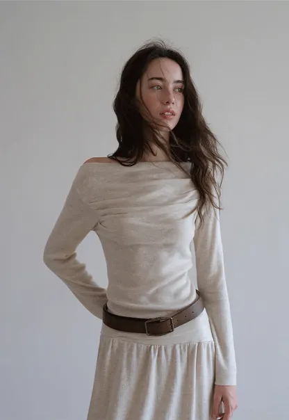 Draped Neck Top and Maxi Skirt Set