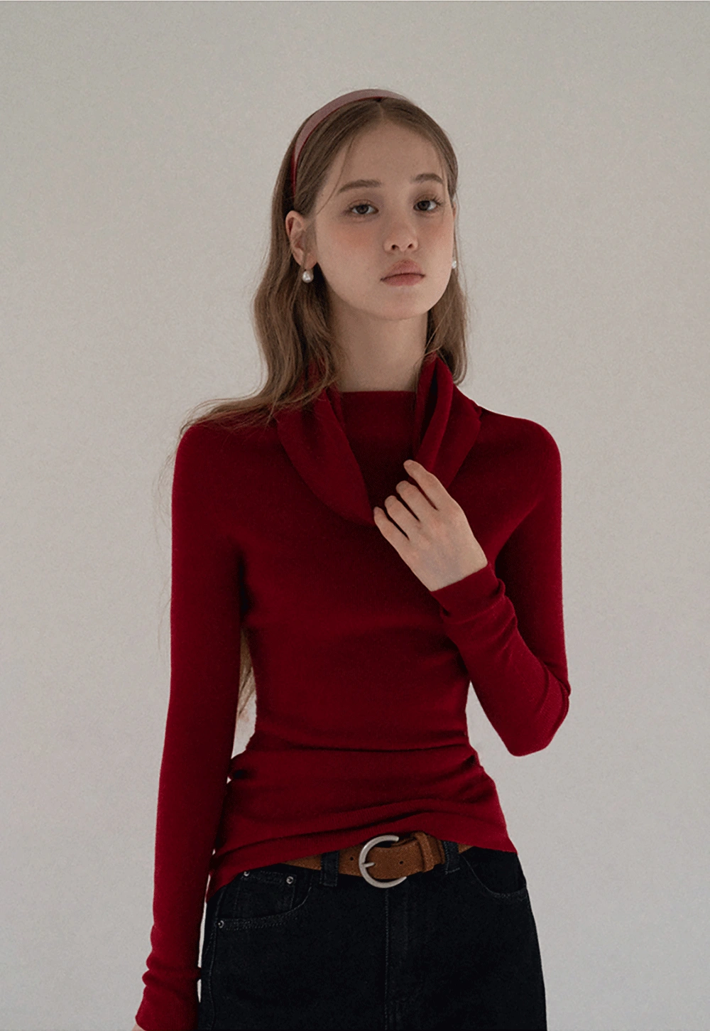 Women Off Shoulder Long Sleeve Knit Sweater Top Slim Fit