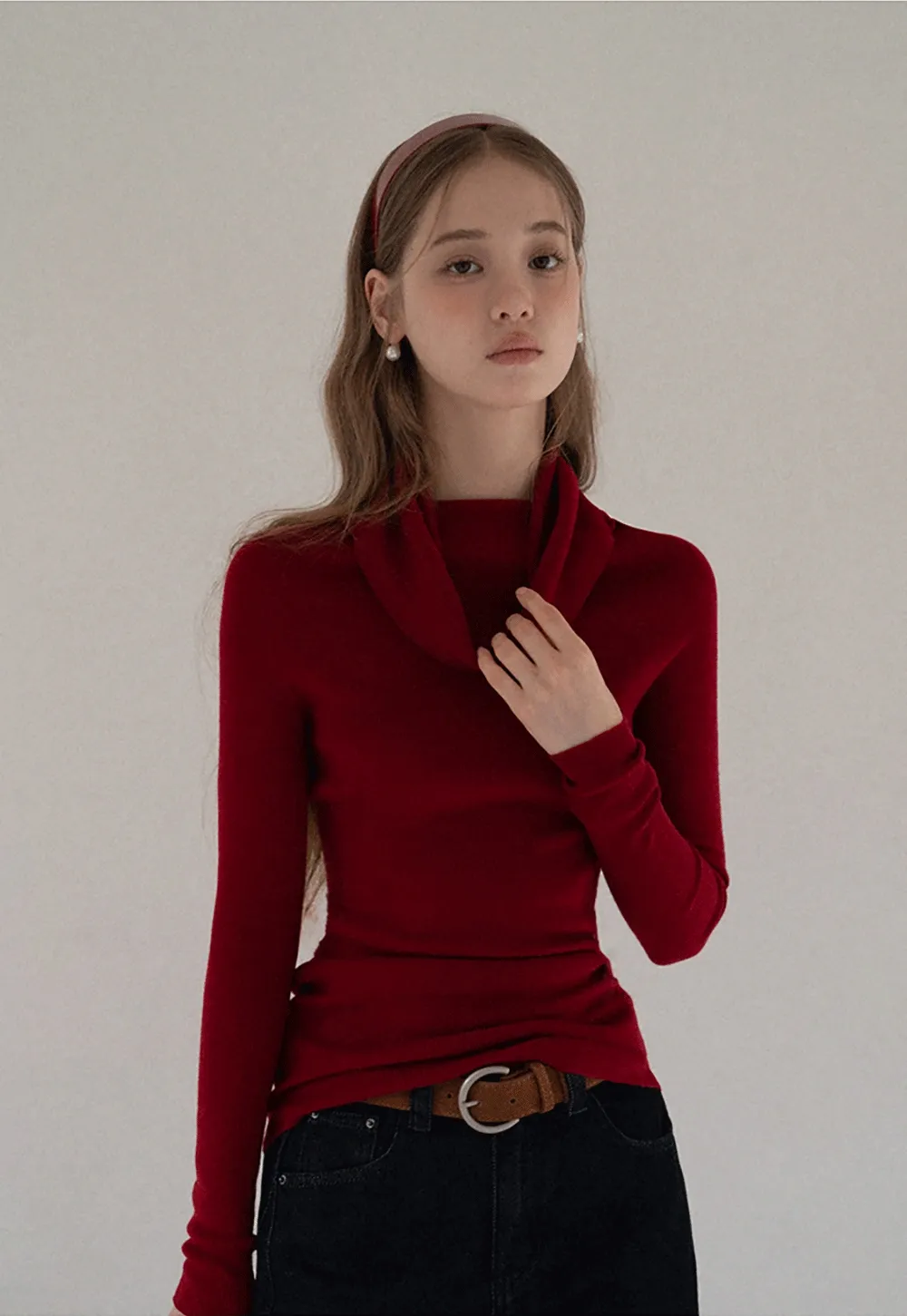 Women Off Shoulder Long Sleeve Knit Sweater Top Slim Fit