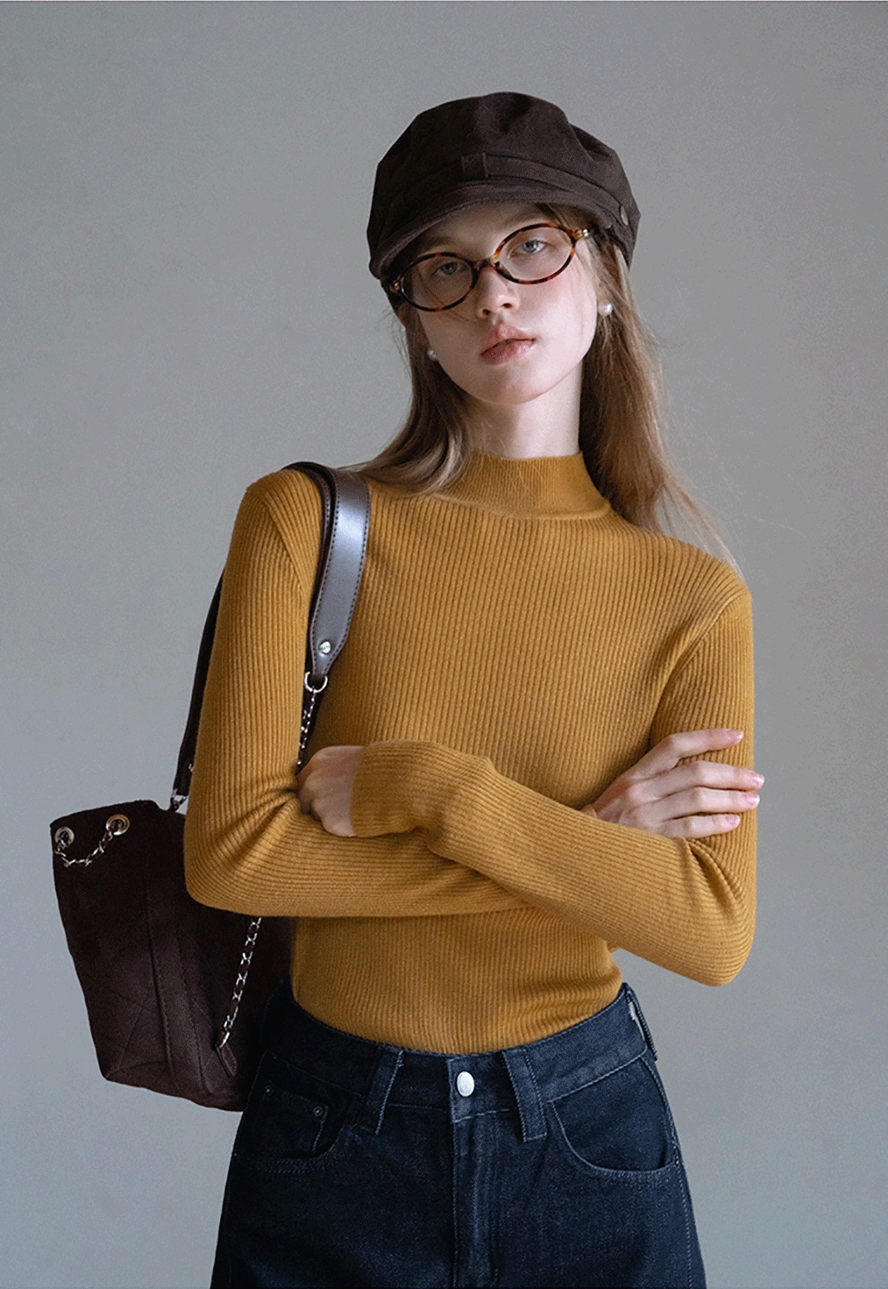 Women’s Ribbed Knit Turtleneck Sweater Top