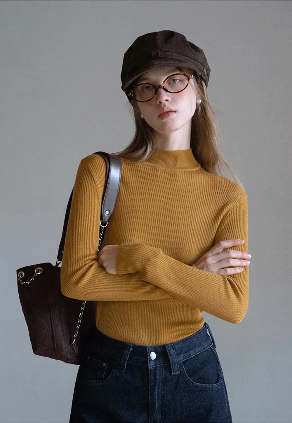 Women’s Ribbed Knit Turtleneck Sweater Top