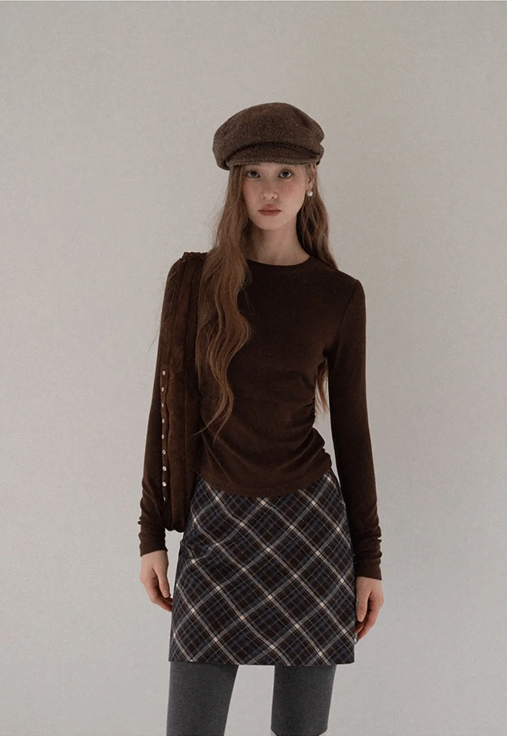 Women Vintage Check Short Skirt