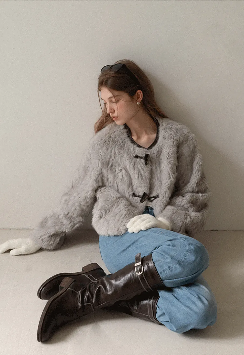 Toggle Closure Faux Fur Jacket