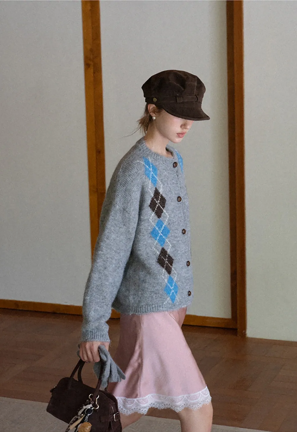 Argyle Knit Cardigan