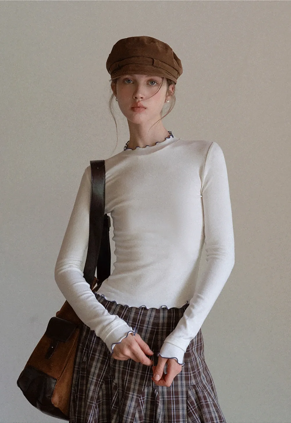 Women Mock Neck Slim Fit Basic Long SleeveTee 