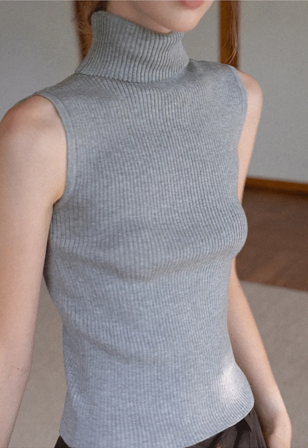 Turtleneck Tank and Long Sleeve Cardigan Set