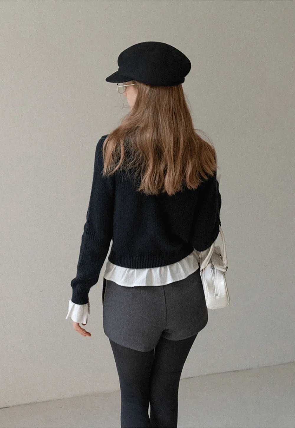 Layered Sweater with Shirt Collar