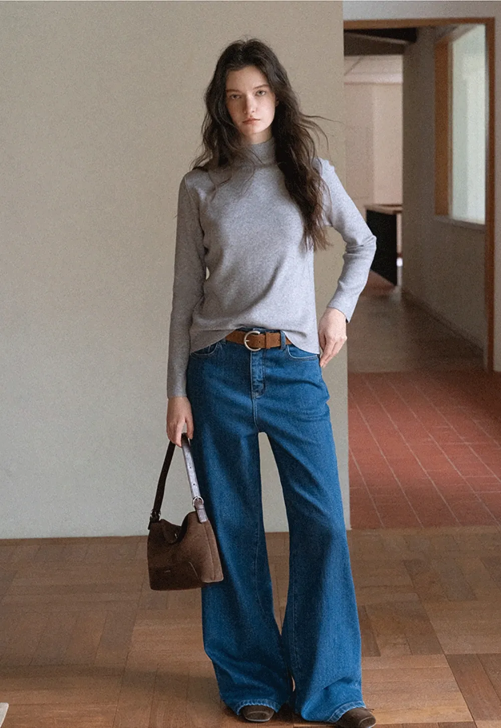 Chic Blue Wide-Legged High-Rise Jeans