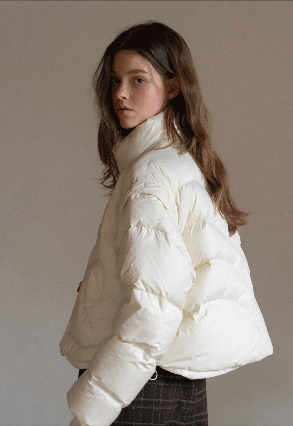 2-Way Short Puffer Jacket with Heart Pockets