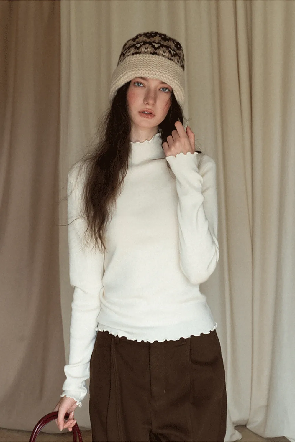 Japanese Vintage Jacquard Wool Blend Beret