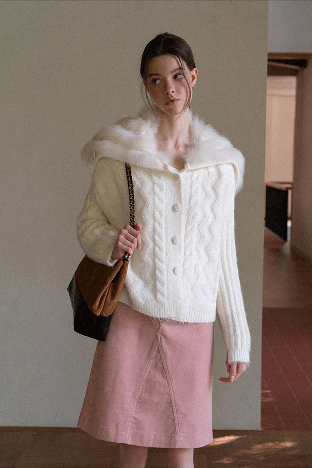 Statement Fuzzy Cable Knit Cardigan