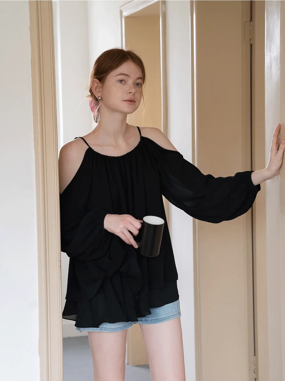 Women’s Off-Shoulder Black Blouse