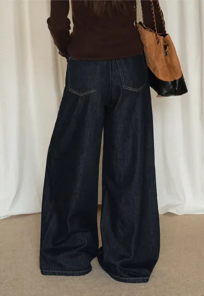 Wide-Leg Dark Wash Jeans