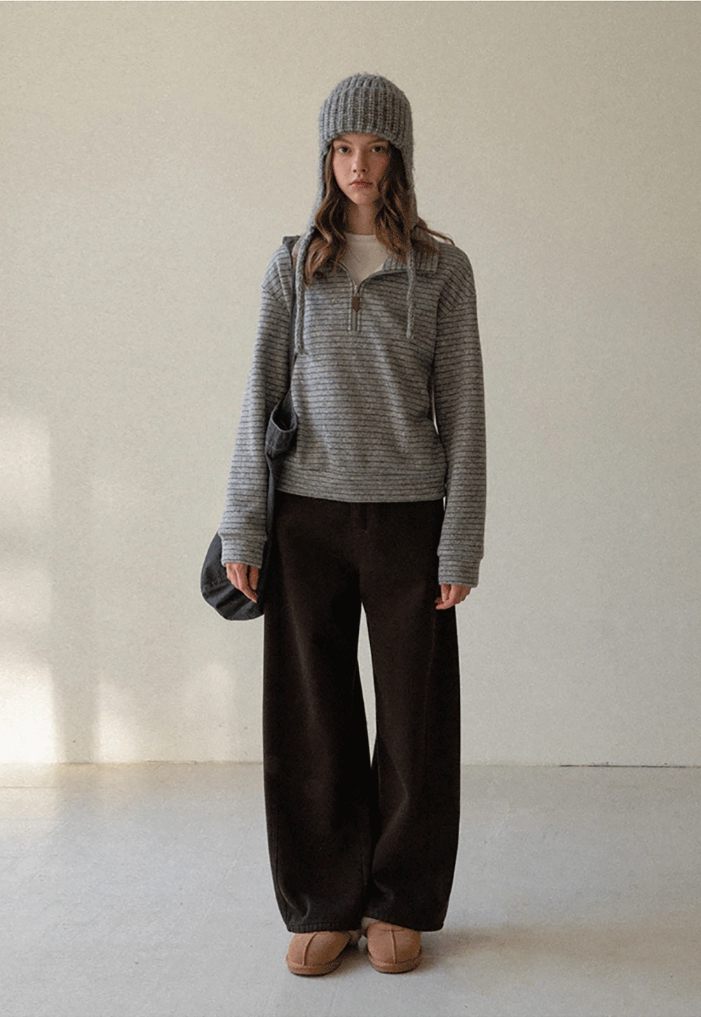 Women Striped Half-Zip Pullover Sweatshirt