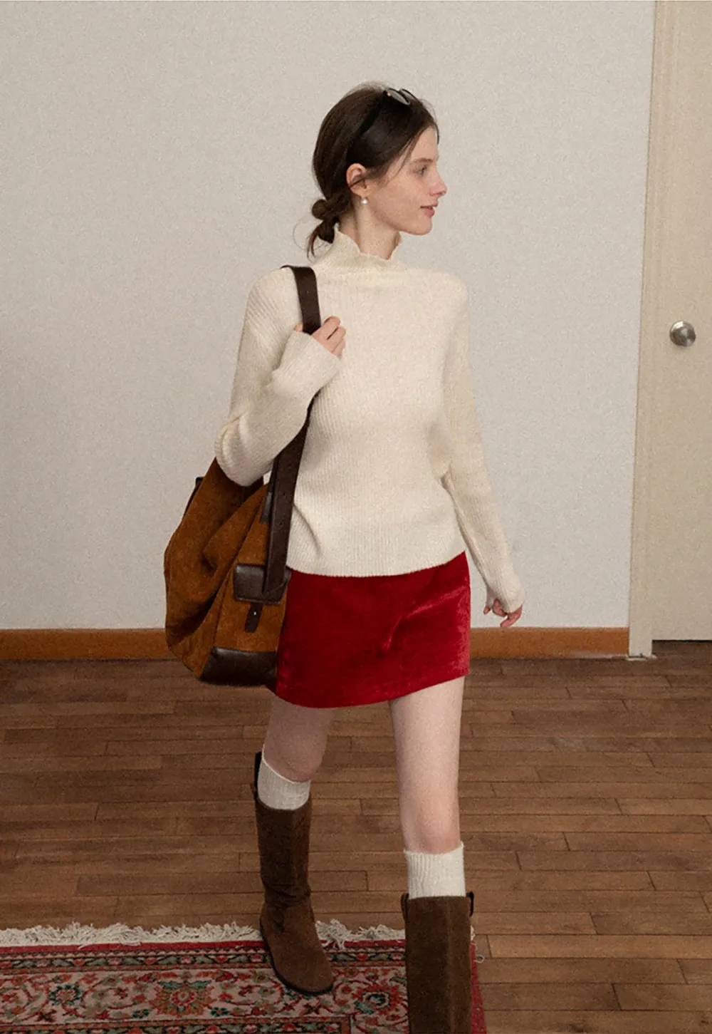 Women Velvet Mini Skirt for Winter