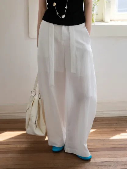 Women's High Waist Balloon Pants with Belted Waist