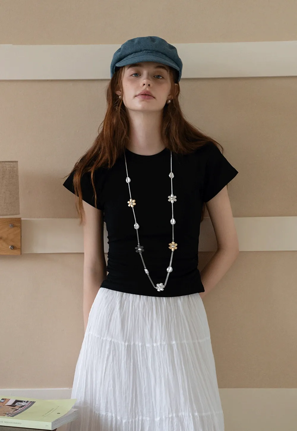 Slim Fit Side-Ruched Cap Sleeve Tee