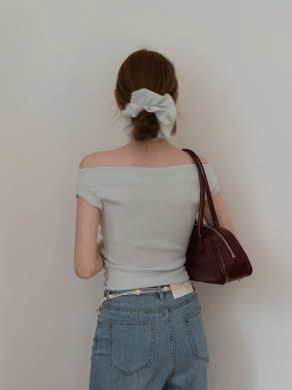 Women’s Off‑Shoulder Ruched Knit Top