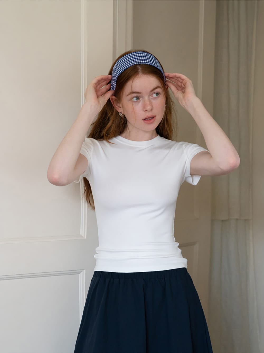 Fashionable and versatile solid color plaid wide headband