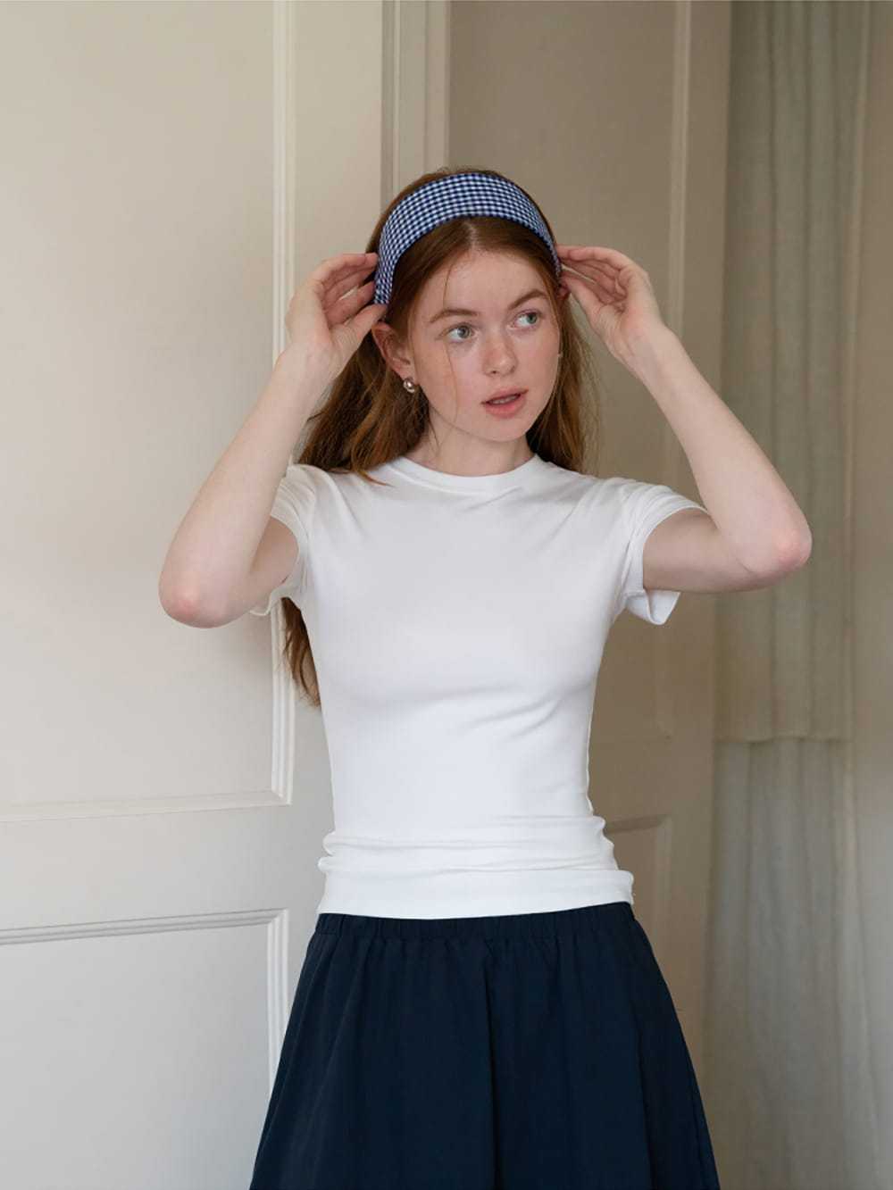 Fashionable and versatile solid color plaid wide headband