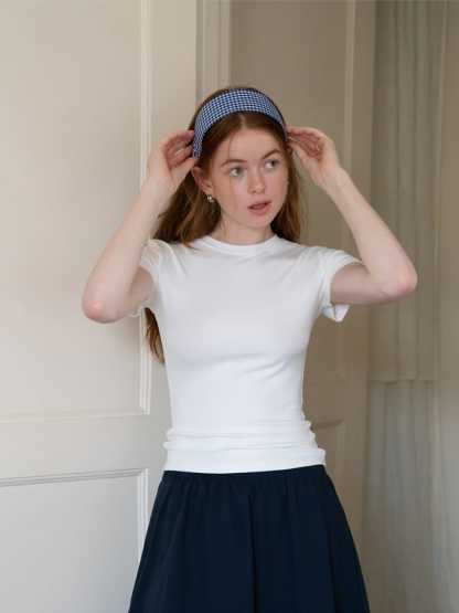 Fashionable and versatile solid color plaid wide headband
