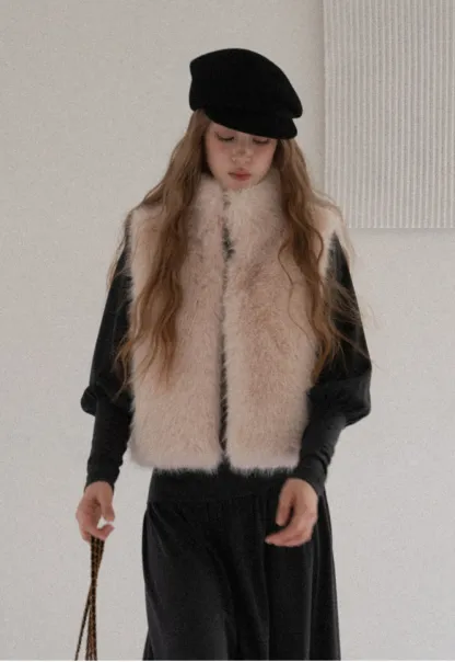 Women Faux Fur Vest Sleeveless