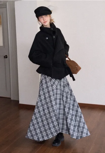 Womens Casual Wool Blend Short Coat