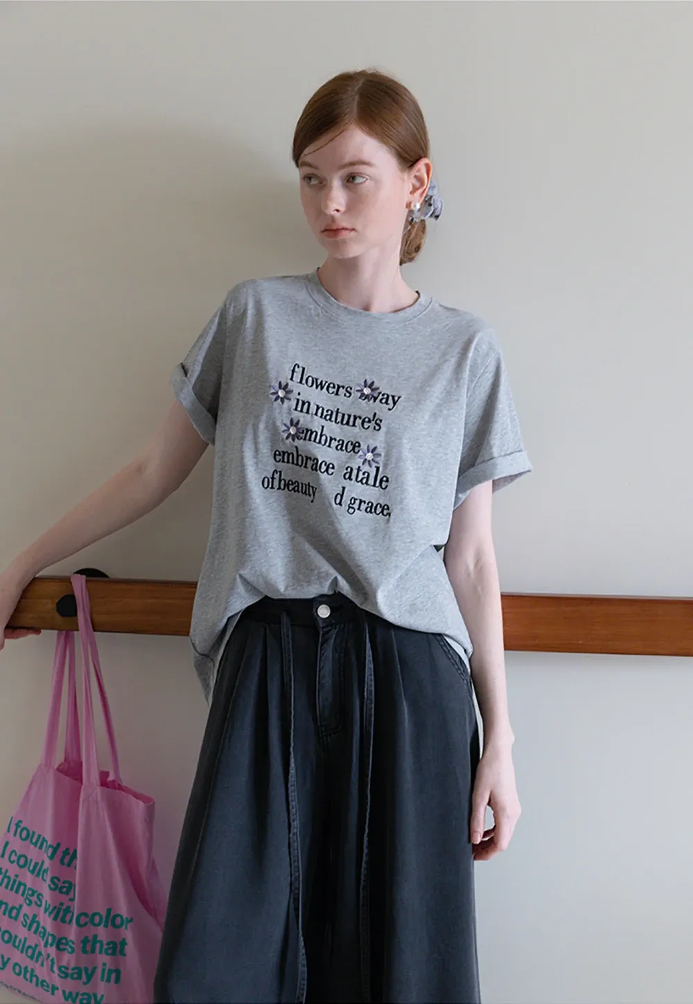 Women’s Graphic T-Shirt with Floral Letter Print
