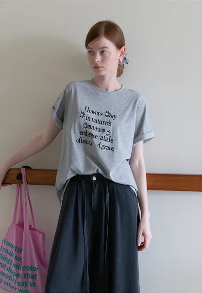 Women’s Graphic T-Shirt with Floral Letter Print