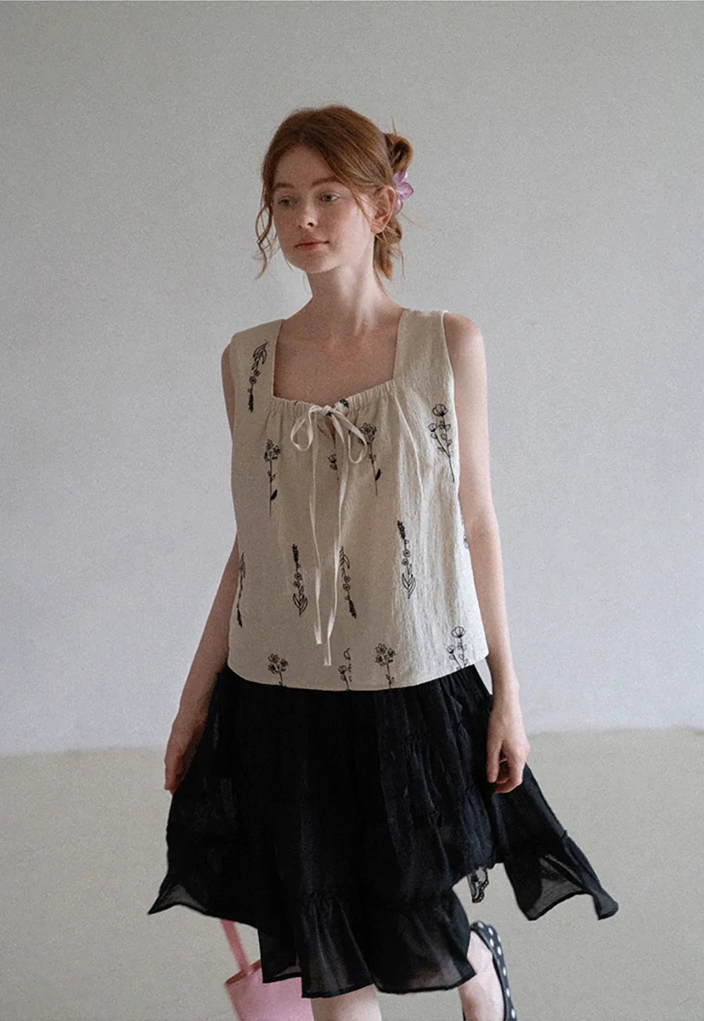 Women’s Floral Tie-Front Tank Top